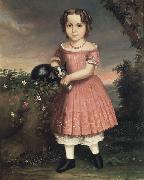 unknow artist Portrait of a Child Holding a Cat oil painting reproduction